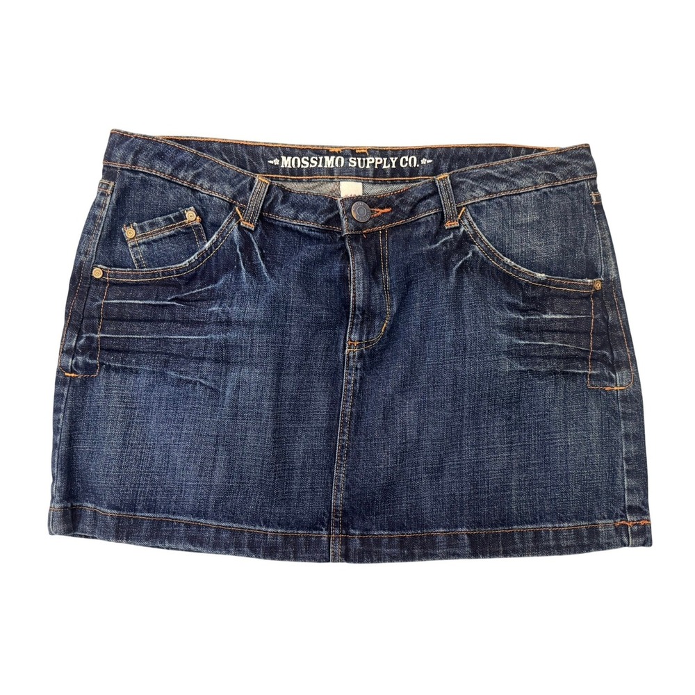 Mossimo Supply Co Womens Dark Wash Denim Mini Skirt Size 13 Low Rise Y2K Blue
